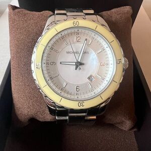 Michael Kors Two-Tone Silver and Butter Yellow Watch